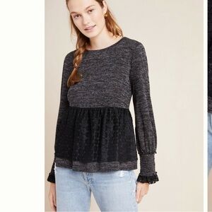 Anthropologie Amirah Lace Top black peplum sz XL
